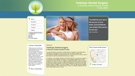 Treetops Dental Surgery Home page